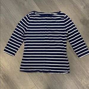 a new day M Navy and White Striped 3/4 Sleeve Top boatneck